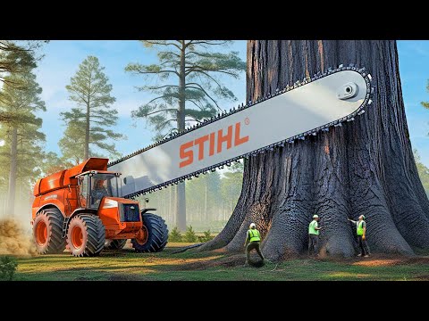 Extreme Dangerous Fastest Big Chainsaw Cutting Tree Machines | Monster Stump Removal Excavator #25