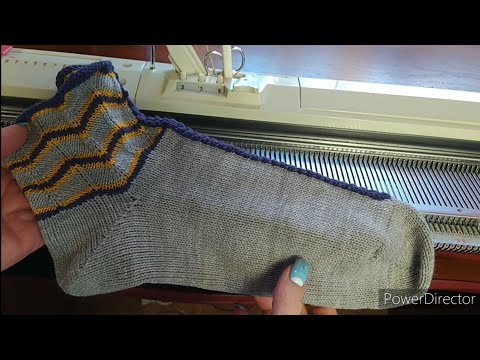 Homemade socks made in an unusual way on a knitting machine