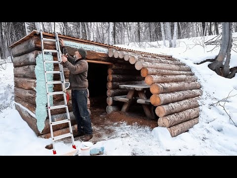 The man built an underground heating cabin in the forest.@woody_allan
