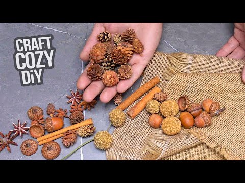 I took pinecones, jute and various dried trinkets, the result is fantastic! coziest rustic style