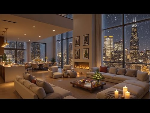 Luxury Apartment Holiday Night 🎄Mellow Christmas Jazz & Serene Winter Ambience to Reading and Sleep