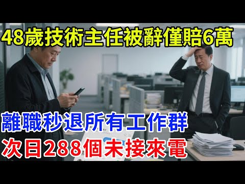 48歲技術主任被辭僅賠6萬,離職秒退所有工作群,次日288個未接來電,領導急瘋了#奇聞#案件#真相#揭秘#故事#奇聞故事#人生#人間百態