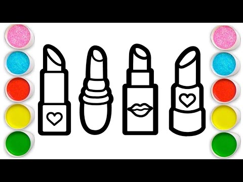 IMG How to draw lipstick with rainbow for kids ? Coloring for kids.