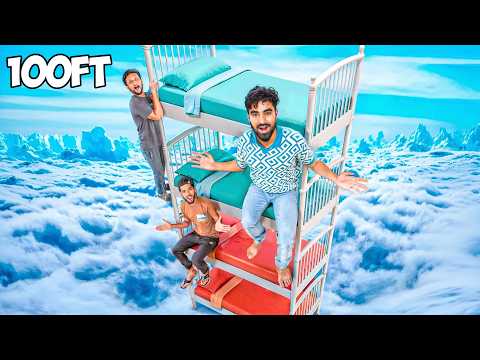 24 Hours On Tallest Bunk Bed - यहाँ से गिरे तो काम तमाम 😰 | Challenge