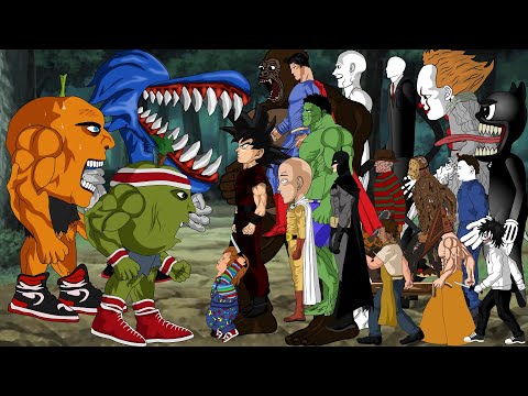 Goku - Saitama - DC,MARVEL Heros VS Udin Din Din Dun ,King kong,Budi didun,SONIC,Jason,Chucky,Scp096