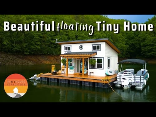 Couple's builds dreamy off grid Floating Tiny House - amazing views!
