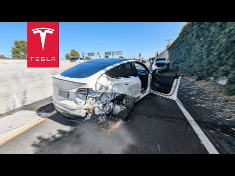 ROAD RAGER ATTACKS SELF DRIVING TESLA