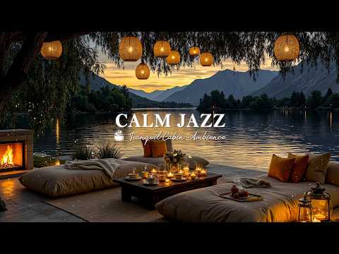 Calm Evening Jazz In Lakeside | Smooth Jazz Music In Peaceful Lakeside Cafe For Relaxing, Good Mood