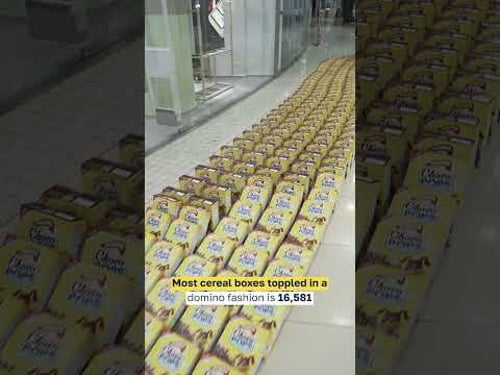Most cereal boxes TOPPLED in a domino fashion! 😮💨