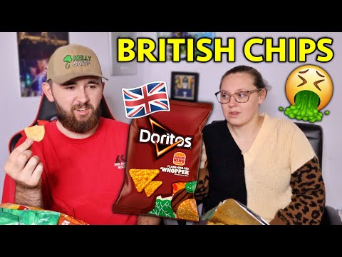 Americans Try WEIRD British CRISPS For The First Time!! *AWFUL*
