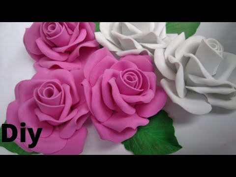 how to make a foam rose flower using foam sheet | DIY foam rose flower tutorial DIY flower