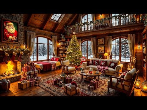 Cozy Christmas Cabin Ambience 🎄🔥 Relaxing Christmas Jazz Background Music 2026 & Crackling Fireplace