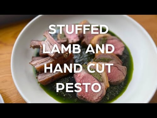 Stuffed Lamb Rack and Hand Cut Pesto