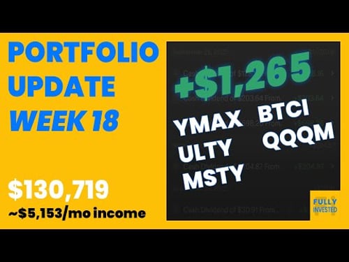 Portfolio Update Week 18 | $1,265 of Dividend Income from High-Yield ETFs (YMAX, ULTY, MSTY, BTCI)