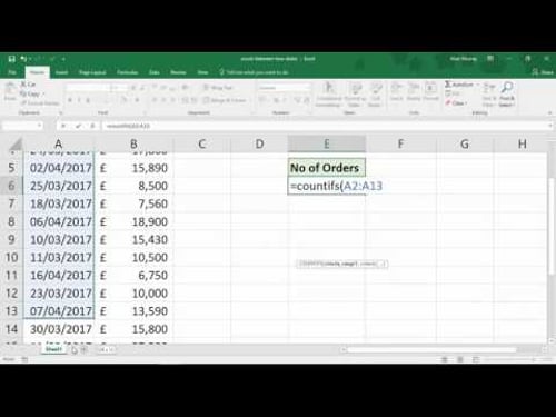 Count Values Between Two Dates - Excel COUNTIFS Function