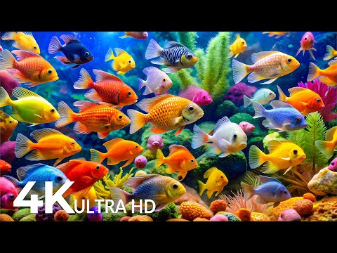 DREAM AQUARIUM 4K - Marine Life, Sea Animals and Coral Reef - Fish Tank Sounds for Deep Sleep #45