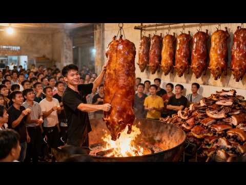 广东湛江小伙地炉烤猪,每天现烧两头猪,烤五花肉一斤只卖38元#麦总去哪吃