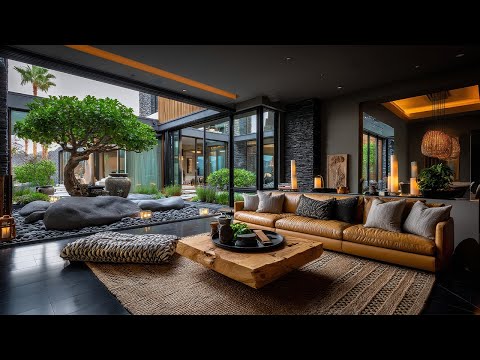 Seamless Entertaining Livingroom with Indoor Garden Inspired by West Elm Furniture