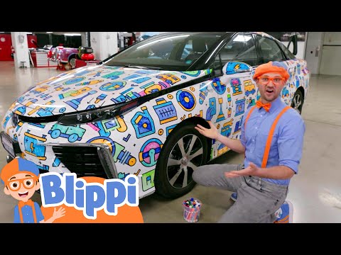 Blippi Colors a Car at the Automotive Museum! | Blippi's Colorful Fun! | Blippi Adventures