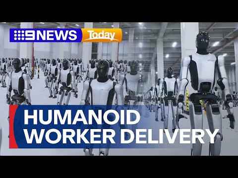Chinese company claims to have created first mass humanoid worker delivery | 9 News Australia