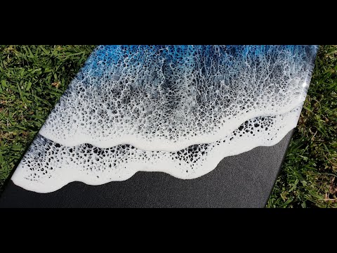 #56. Surfing at Midnight - Multiple Frothy Resin Waves Over a Black 1.1 m Surfboard