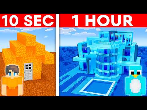 10 Seconds vs 1 Hour - ONE COLOR Build Challenge in Minecraft