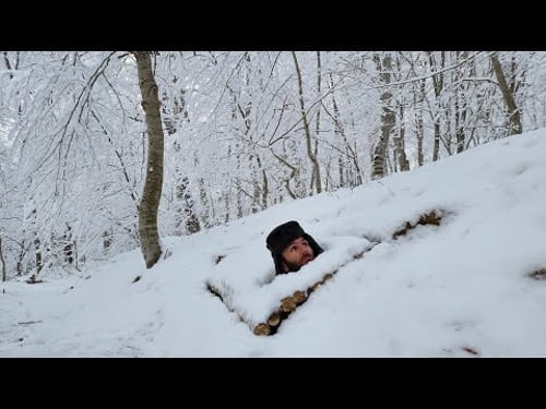 Winter Survival Shelter Built From SCRATCH in Freezing Forest!