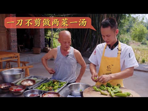 Chef Wang cooks two dishes and one soup in 25 minutes, one shot video from prepare to serve