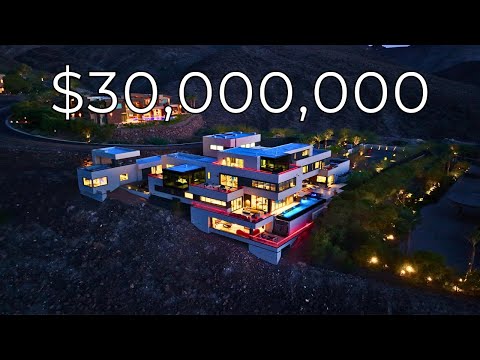 Inside a $30,000,000 Ultra Modern Las Vegas Mansion with 4 Levels and a Full Tennis Court!