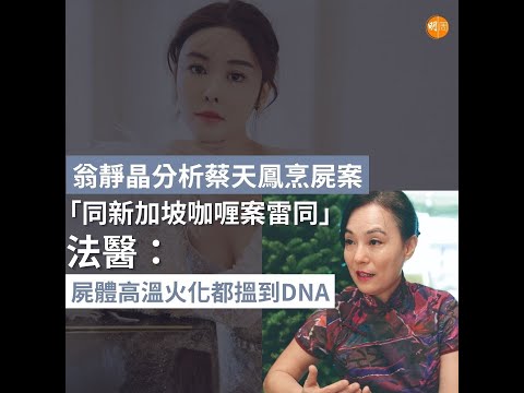 翁靜晶分析蔡天鳳烹屍案「同新加坡咖喱案雷同」法醫:屍體高溫火化都搵到DNA