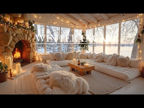 Soft Jazz Winter Escape ❄️ Candlelit Lakeside Room & Quiet Evening Glow