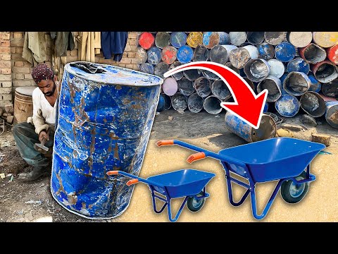 Amazing Process of Making Wheelbarrow from Old OIL DRUMS