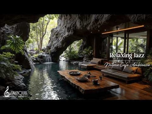 Relaxing Forest Cafe Jazz Ambience | Soft Jazz Melody in Outdoor Forest Coffee Shop For Relaxing