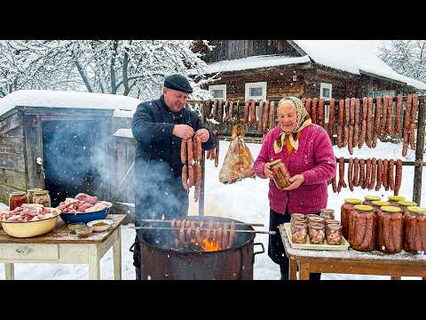 85-Year-Old Grandma Prepares Winter Reserves — Ukrainian Cooking in a Remote Mountain Village