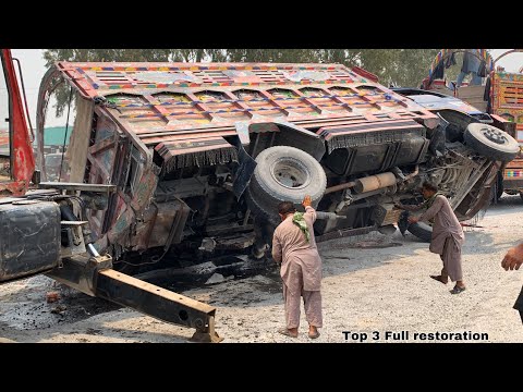 Pakistani truck Overspeeding Crashes on the road || Restore Fully Destroyed Truck Complete video