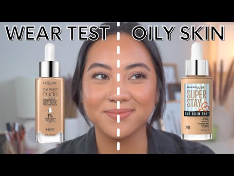 MAYBELLINE SKIN TINT VS L'OREAL TINTED SERUM COMPARISON | DEMO + WEAR TEST