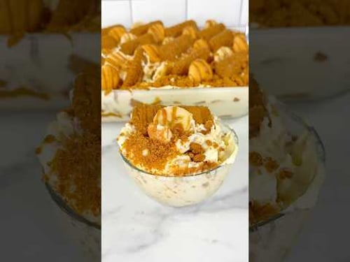 Biscoff Banana Pudding 😋 #banana #bananapudding #biscoff #cookiebutter #dessertrecipe #pudding