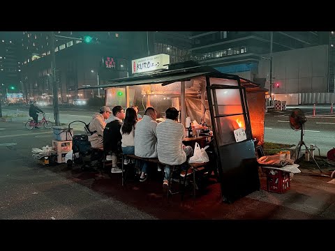 Serving Charcoaled Chicken at one of Fukuoka's Best Yatai