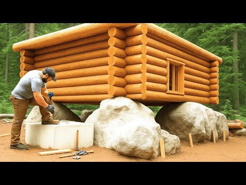 Man Builds Amazing Log Cabin on the Massive Stones | Start to Finish by @Карельский дилетант
