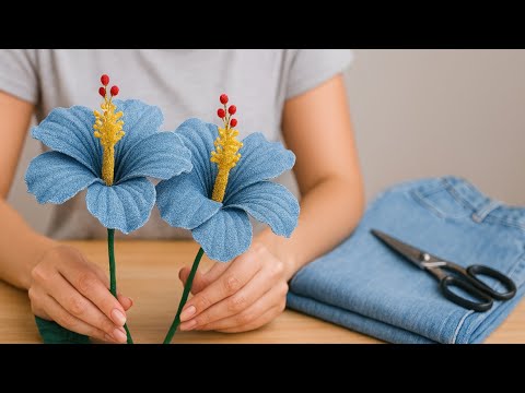 Denim Flower from Old Jeans | Easy No-Sew Craft Tutorial_DIY