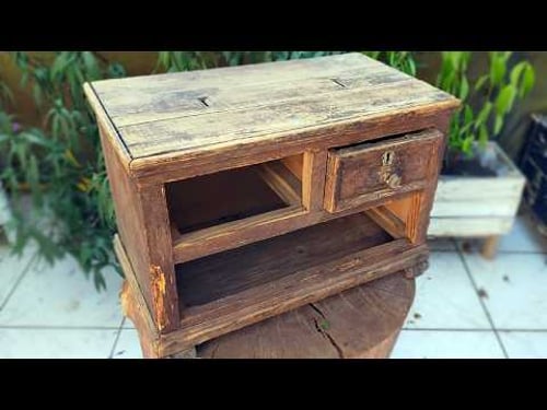 Very old wooden grocery cashier restoration.