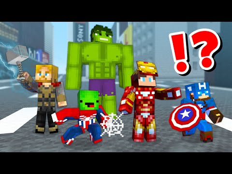 JJ and Mikey in The Avengers CHALLENGE in Minecraft / Maizen animation