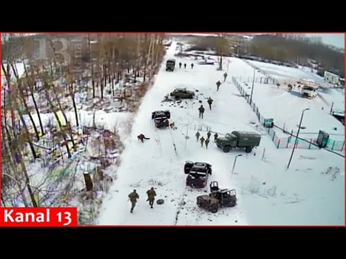 A drone strike on Russian troops’ gathering point in snowy area - Invaders’ attempt to flee fails