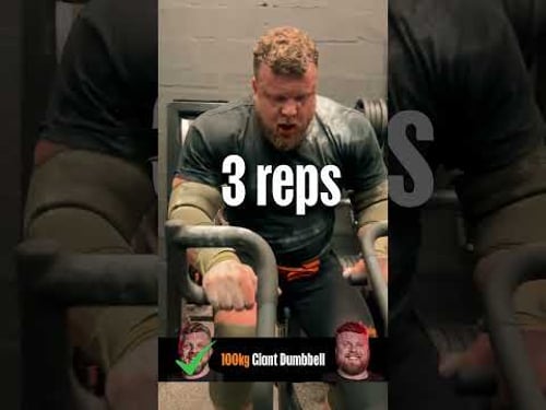 This 100kg Dumbbell Rep Challenge Is Insane #gym #strongman #fitness