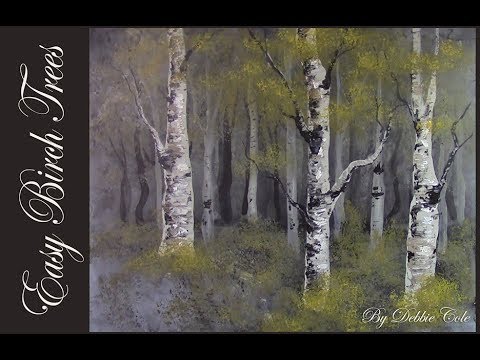 Easy Birch Trees in Acrylics