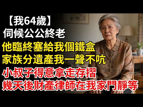 我64歲,伺候公公終老,他臨終塞給我個鐵盒。家族分遺產我一聲不吭,小叔子得意拿走存摺。幾天後,財產律師在我家門口靜等#晚年生活#人生智慧#家庭關係#親子教育#情感故事
