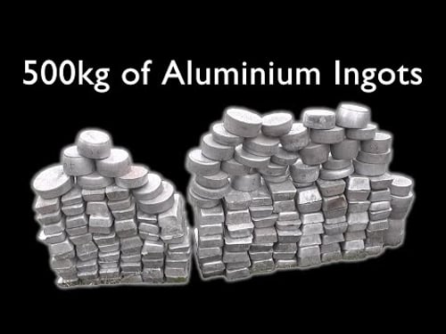 Making over 500kg (1100lb) of aluminium ingots from scrap metal