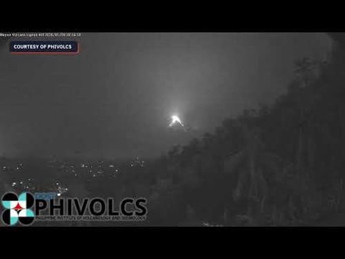 Mayon Volcano glows amid pyroclastic flows