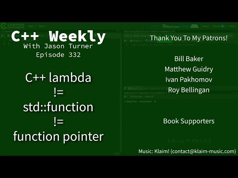 C++ Weekly - Ep 332 - C++ Lambda vs std::function vs Function Pointer
