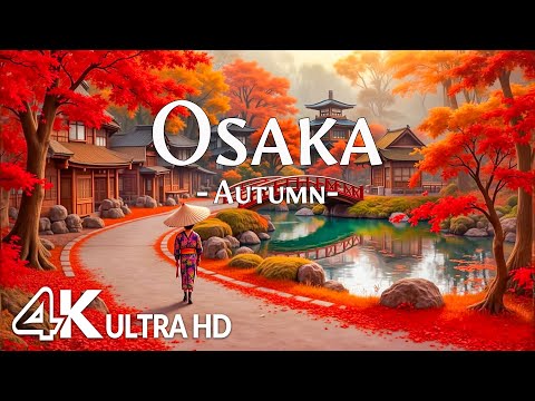 Osaka, Japan in Autumn 4K 🍁 Amazing Beautiful Nature Scenery with Relaxing Music 🍂